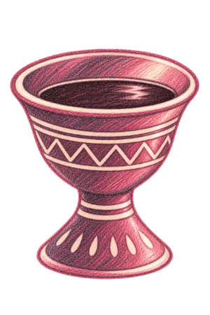 Watercolour doodle of a small cup of Ethiopian coffee