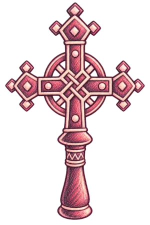 Watercolour doodle of an Ethiopian Orthodox meskel cross