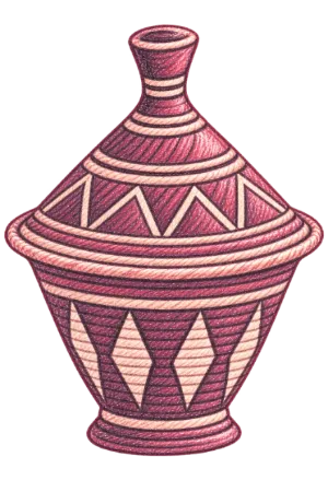 Watercolour doodle of a mesob, the woven Ethiopian basket table