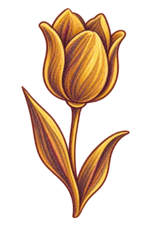 Watercolour doodle of a tulip